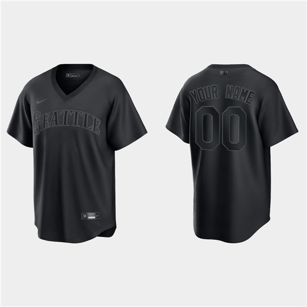 Men's Seattle Mariners Active Player Custom Black Pitch Black Fashion Replica Stitched Jersey Men's Seattle Mariners Active Player Custom Black Pitch Black Fashion Replica Stitched Jersey